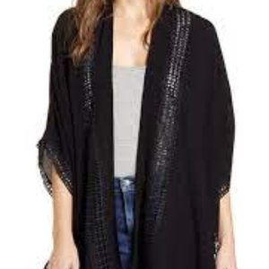 Nordstrom Black Ruana with Lace Trim